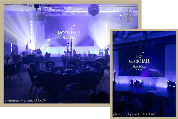 Awards dinner setup in the Charter Suite; photography by APEX AV