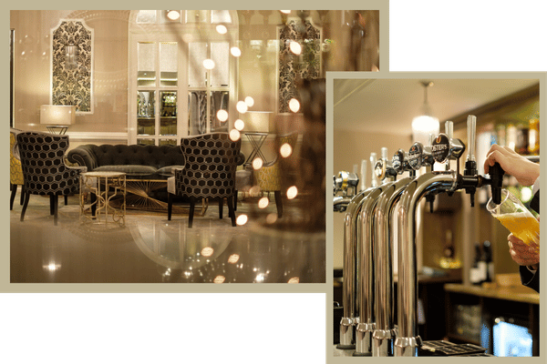 Charter Suite lounge and private bar at Moor Hall