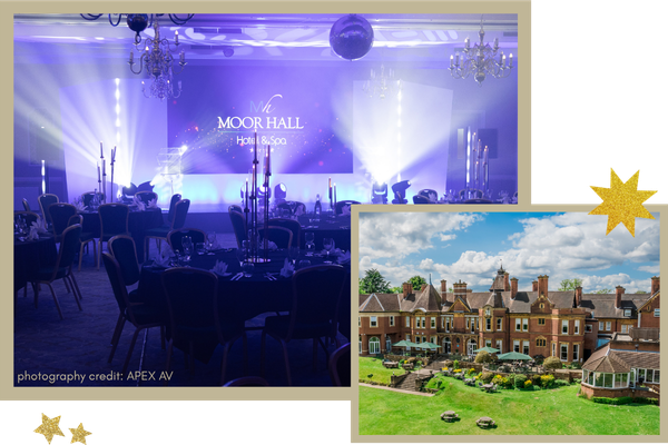 School prom venue and Moor Hall grounds; event photography by APEX AV